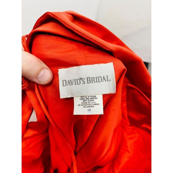 David’s Bridal Women’s Bridesmaids Dress Redish-Orange Full Length Size 16 - Picture 8 of 10
